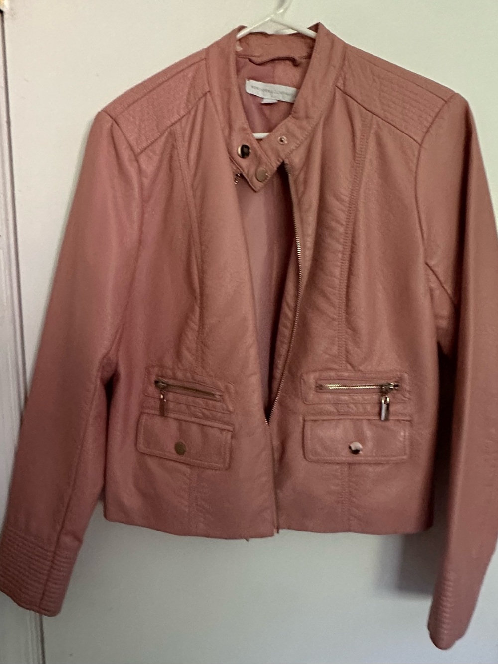 New York & Company Blush Pink Leather Moto Jacket